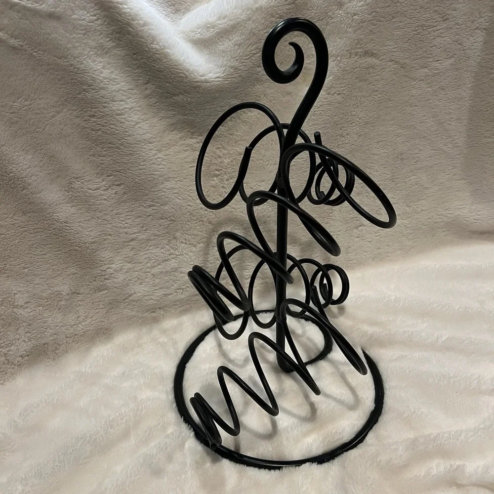 Spiral Metal 4 Bottle Wine Rack - Table Top Wrought Iron‎ 